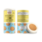 Millet cookies no refined sugar, vegan cookies with whole grains in lemon flavor packed in reusable tins of yellow and blue color