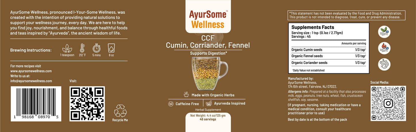 CCF Tea | Cumin Coriander Fennel Digestive Tea