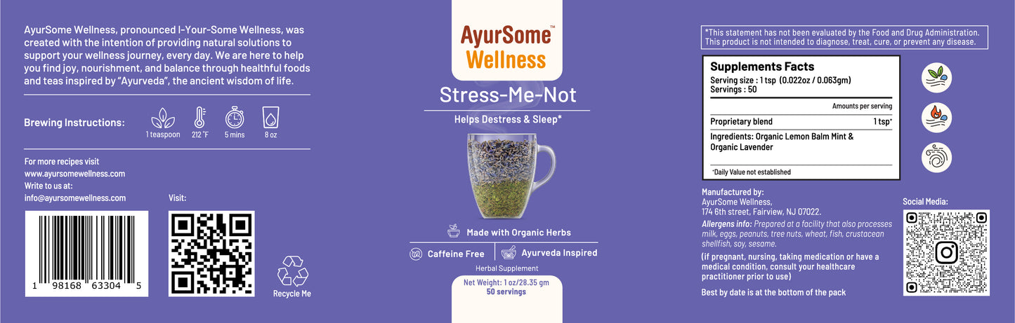 Stress-Me-Not Tea | Lemon Balm, Lavender Tea Blend